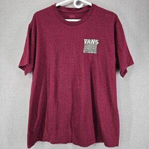 Vans Off The Wall, Men's T-shirt, Short Sleeve, Burgundy, Graphics, Size Large